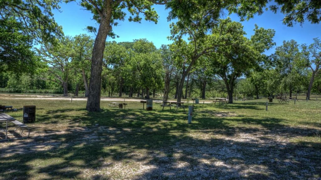 RV and tent sites at Camp Riverview in Concan, TX