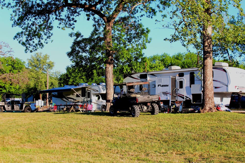 Trailers on the central site at Camp Riverview