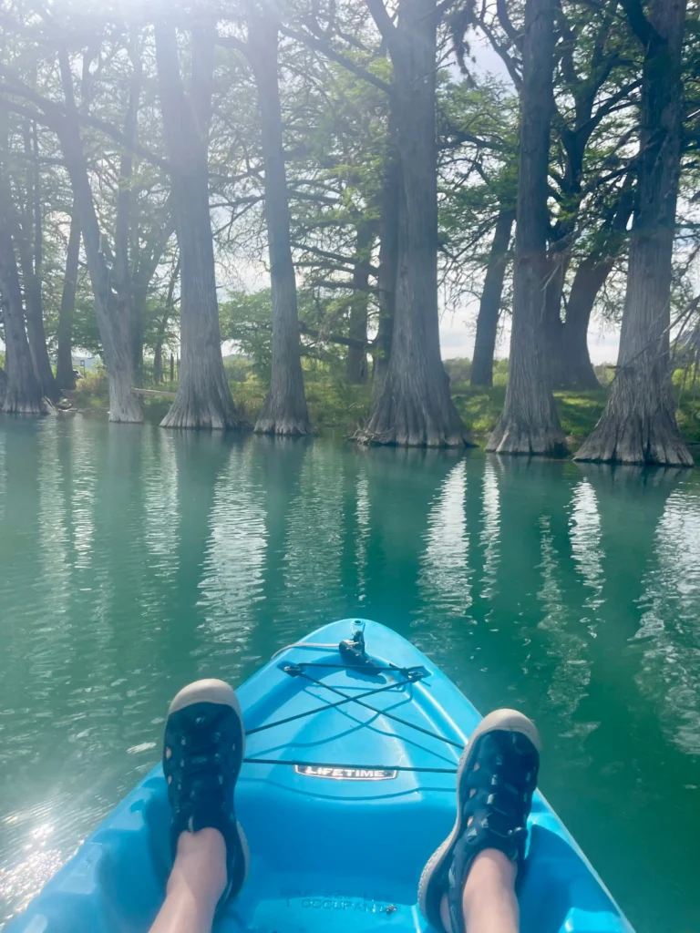 Kayaking at an authentic Frio River RV Park, Camp Riverview